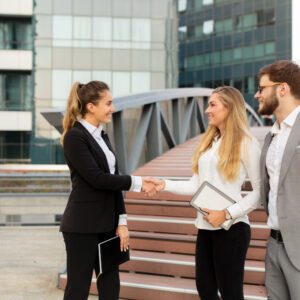 Business owner meeting with Clients